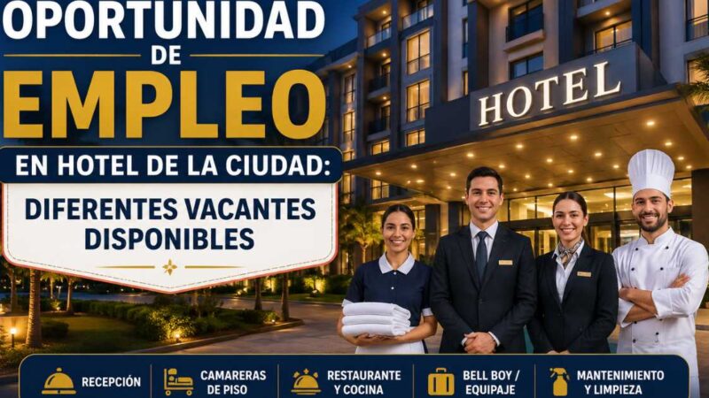 Oportunidad de empleo en hotel de la ciudad: diferentes vacantes disponibles